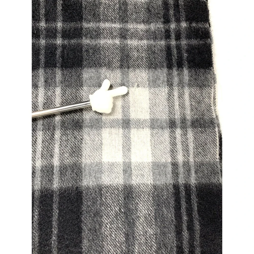 Nordstrom Men's Shop Cashmere Scarf Cozy Soft Fringe 12” x 74” Black Plaid Flaw